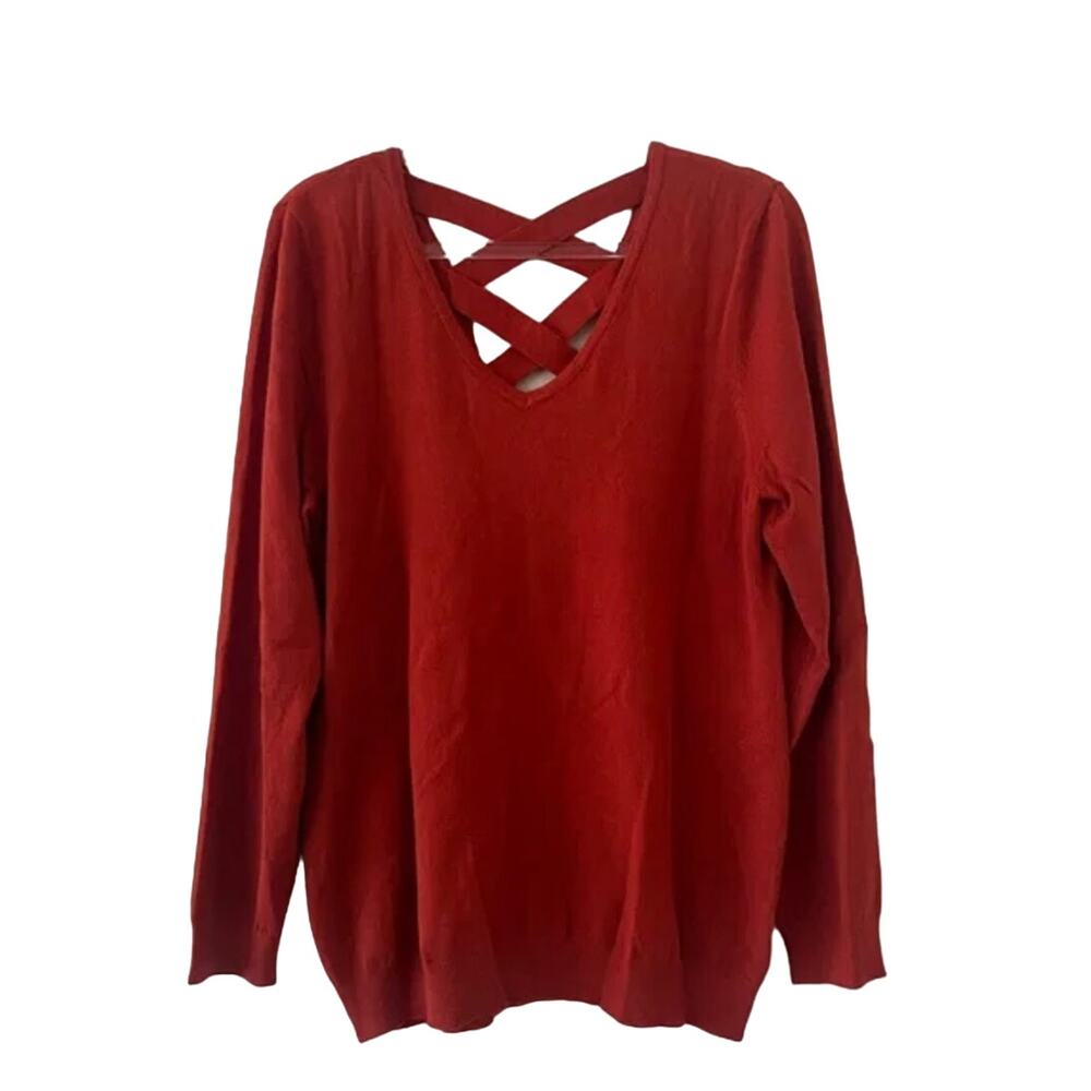 Love Ellie Mia Crisscross Back Detail Rust Pullover NWT Size Small - Picture 4 of 6